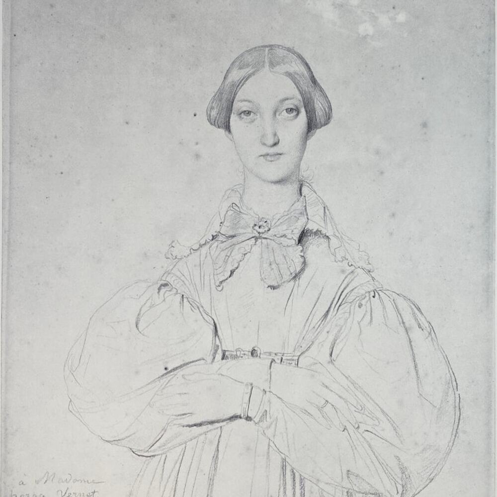 Jean Ingres, Portrait of Louise Vernet, Drawing, Print, Art, ~ 240623-WH 595
